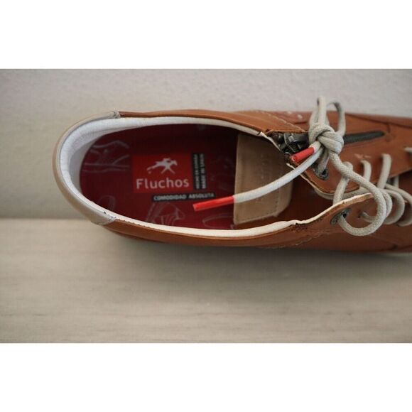 Fluchos 39025 Men's Sz 42 US 9 Cognac Brown Leather ETNA F0148 Sporty Shoes - Picture 10 of 12
